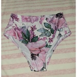Floral Purple High waisted Bikini bottoms small